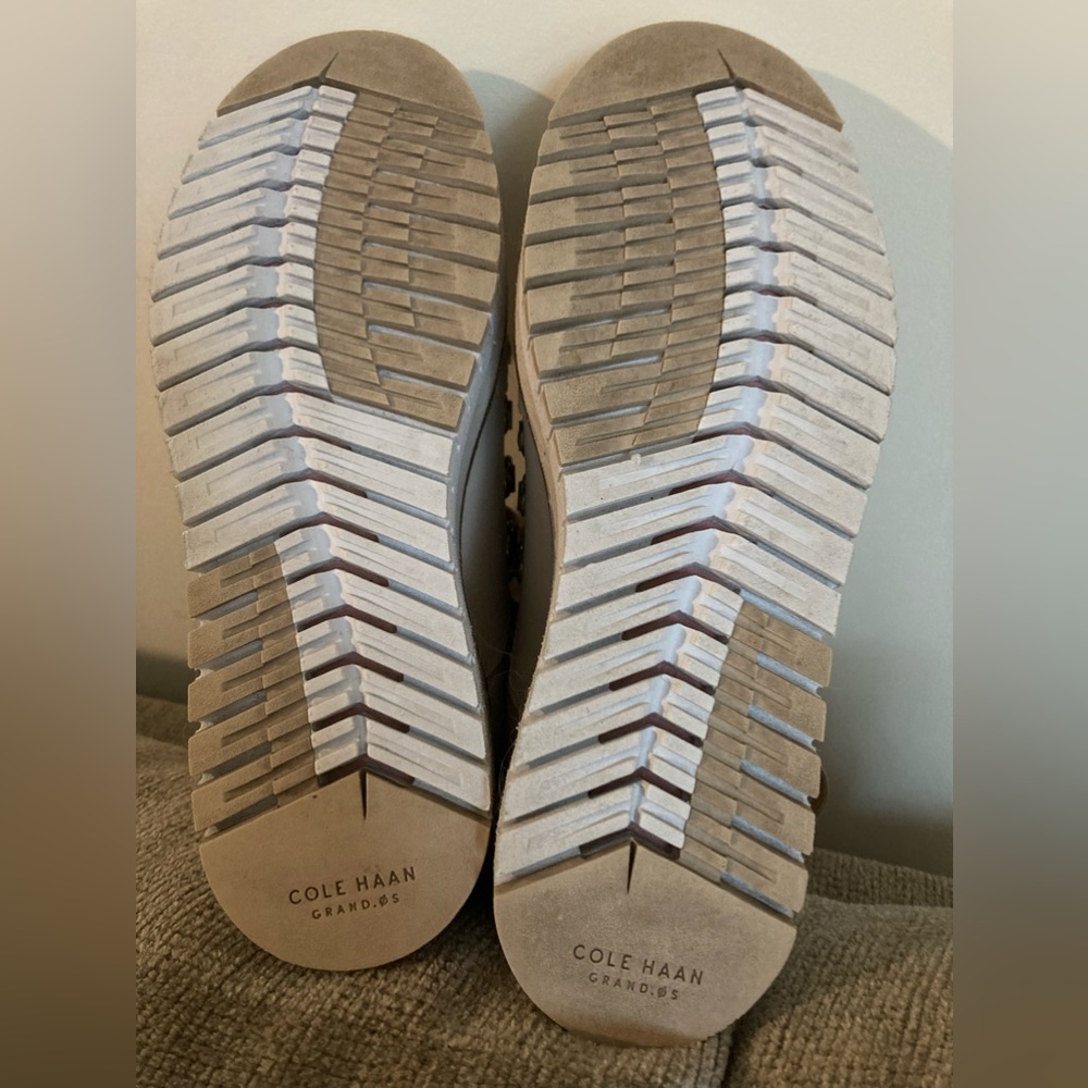 Cole Haan Cream Tan Lace Up Boots with Moc-Toe - Picture 5 of 9